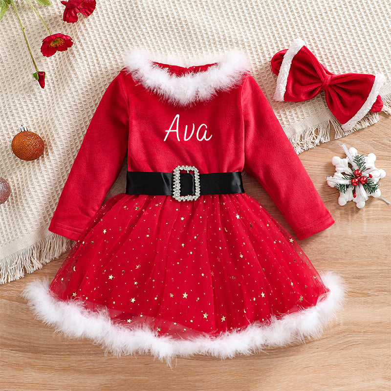 Personalized Girl Christmas Dress - Fleeceft Exclusive