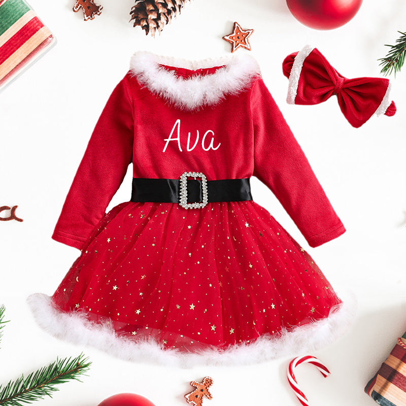 Personalized Girl Christmas Dress - Fleeceft Exclusive