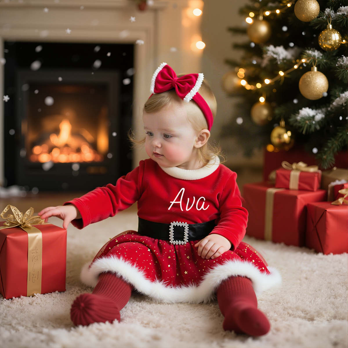 Personalized Girl Christmas Dress - Fleeceft Exclusive