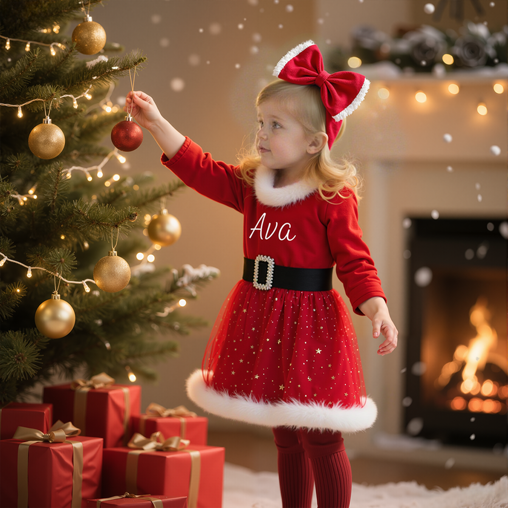 Personalized Girl Christmas Dress - Fleeceft Exclusive
