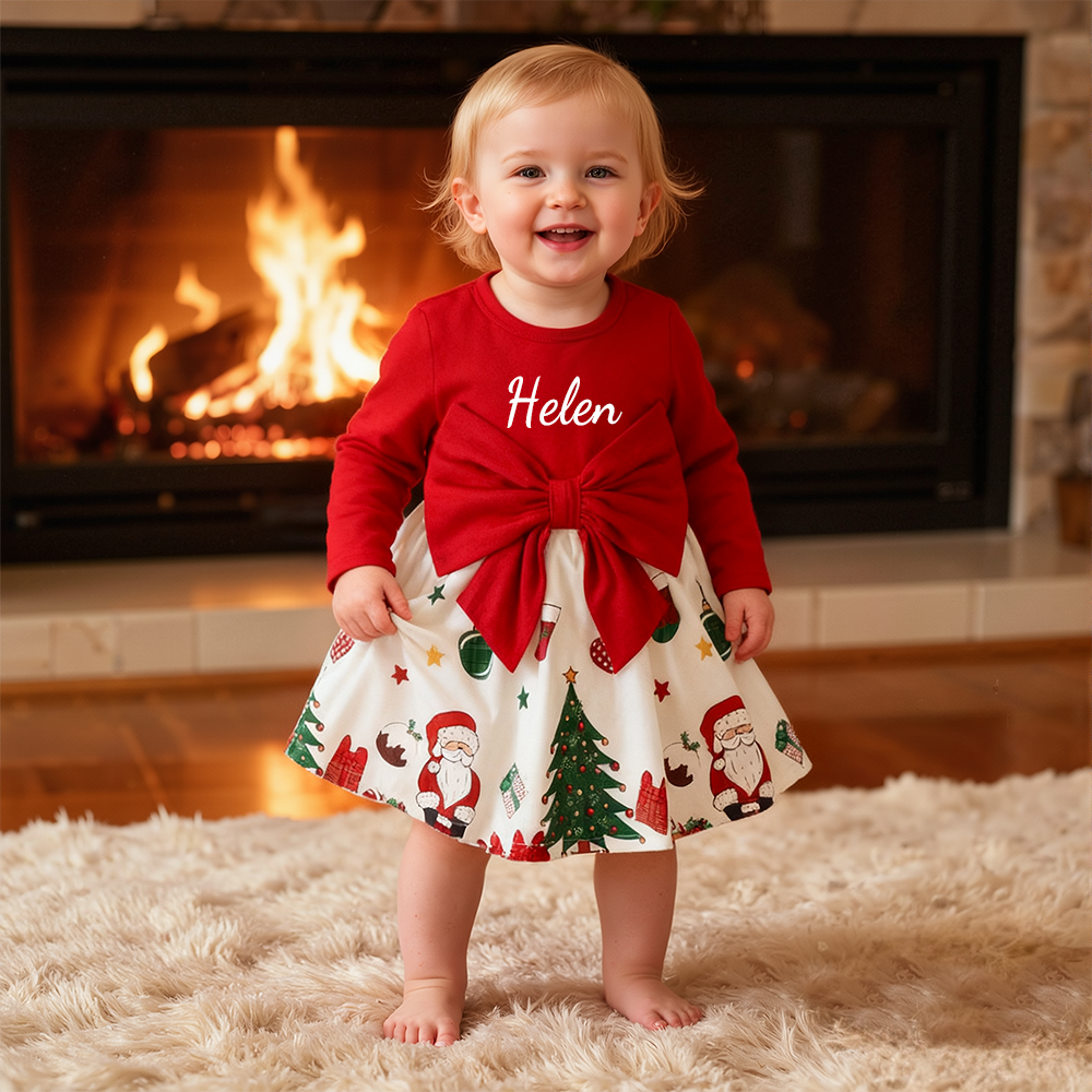 Fleeceft Personalized Baby Girl Christmas Dress