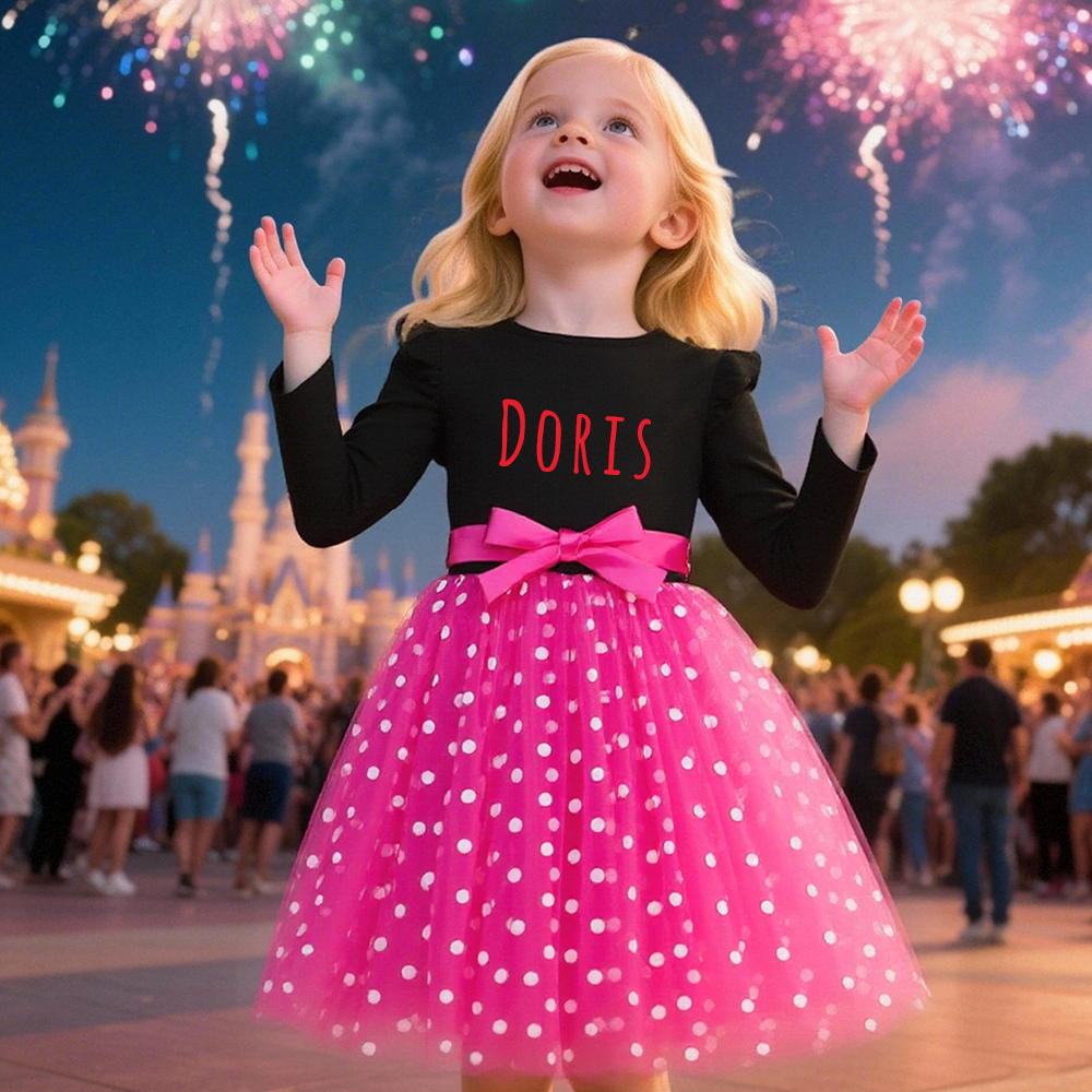 Enchanting Personalized Polka Dot Tulle Dress with Bow by Fleeceft