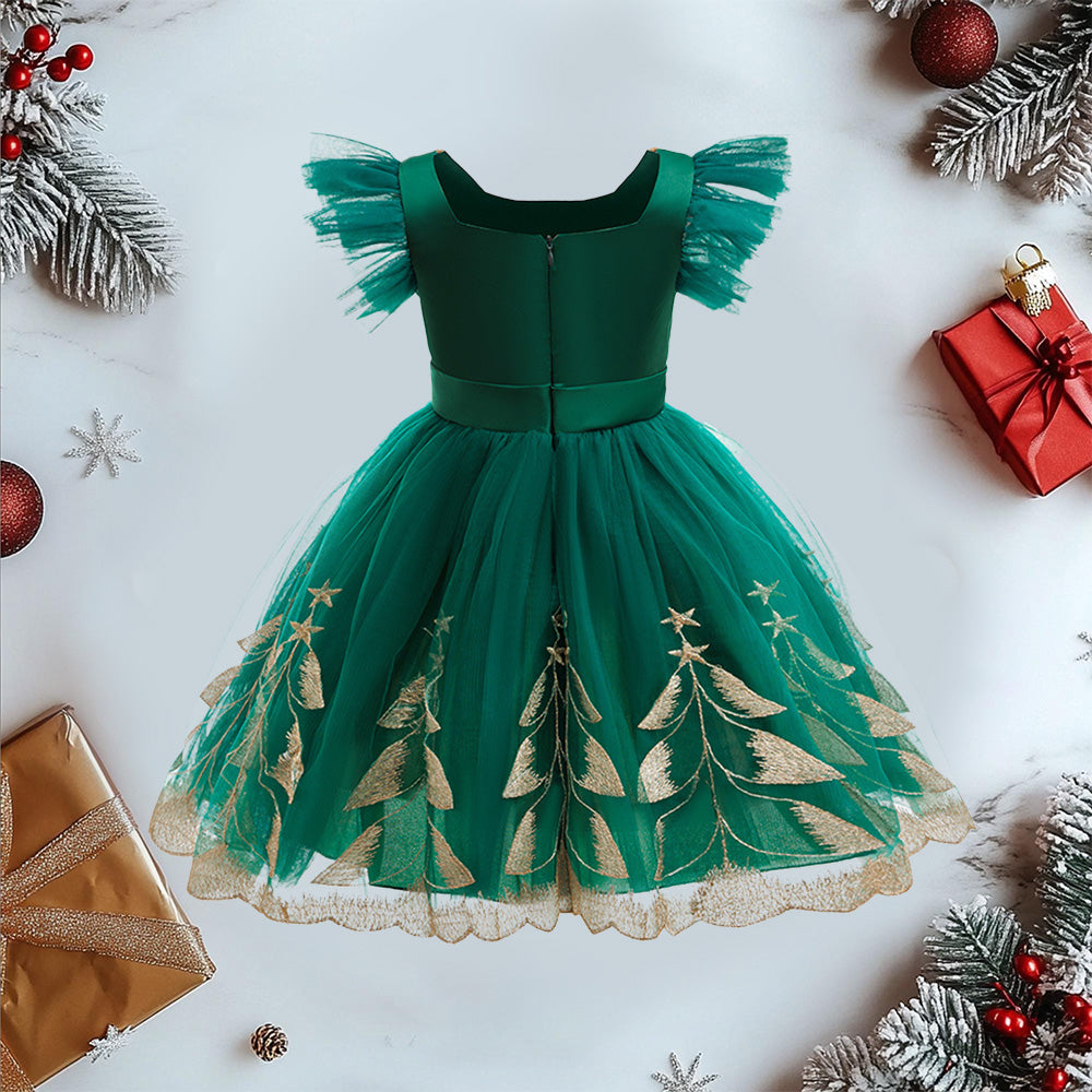 Fleeceft Personalized Girl Green Christmas Tutu Dress